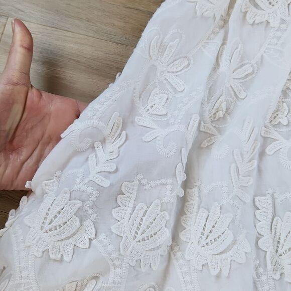 🔹️Anthropologie Wolven White Textured Floral Sleeveless Dress Small - Picture 7 of 12